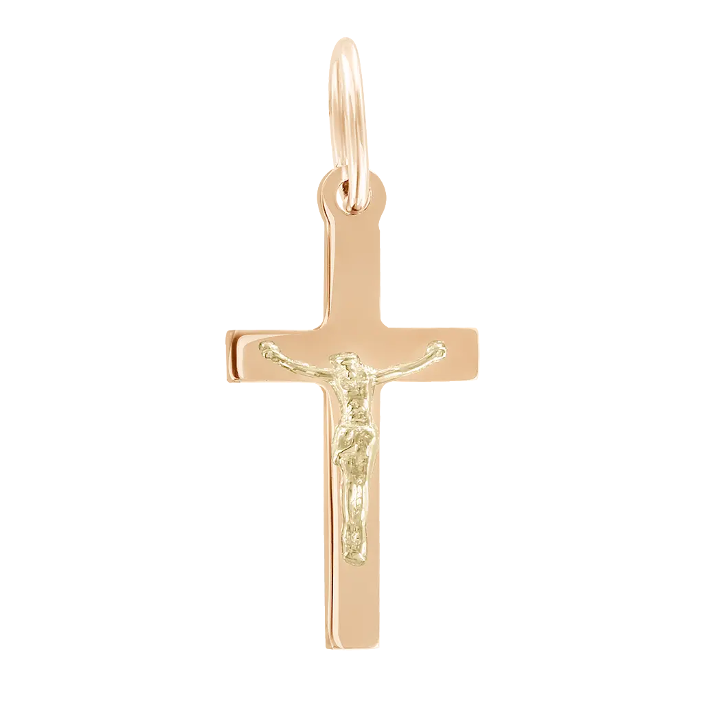 Artikelbild 1 des Artikels “Kreuz-Anhänger „Mit Kruzifix glatt“ aus 585 Rotgold, Höhe 24 mm “