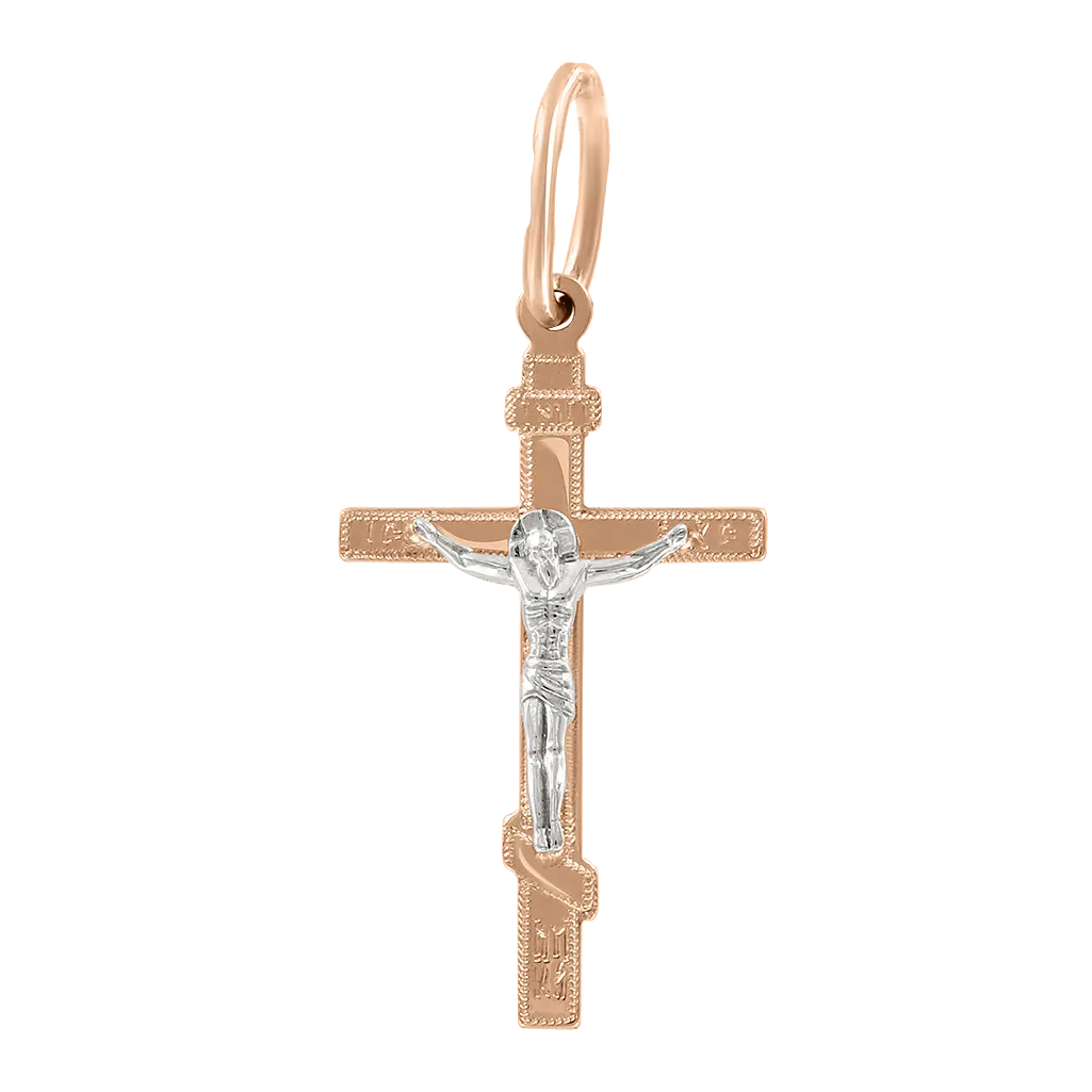 Artikelbild 1 des Artikels “Kreuz-Anhänger „Mit Kruzifix schlank“ aus 585 Bicolor-Gold, Höhe 25 mm “