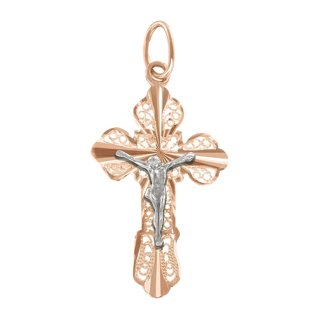Artikelbild 1 des Artikels “Kreuz-Anhänger „Orthodox filigran“ aus 585 Rotgold, Höhe 48 mm “