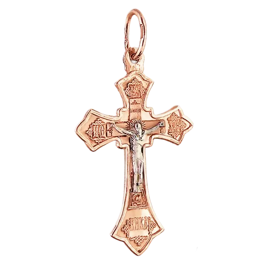 Artikelbild 1 des Artikels “Kreuz-Anhänger „Orthodox mit Gebetstext“ aus 585 Rotgold, Breite 16,0 mm “