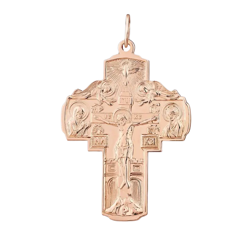 Product image 1 of the product “Cross Pendant “Orthodox with Saint Reliefs” in 585 Rose Gold ”
