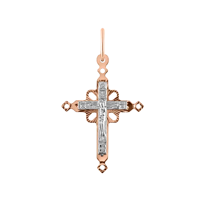 Artikelbild 1 des Artikels “Kreuz-Anhänger „Orthodox mit Kugelenden“ aus 585 Bicolor-Gold “