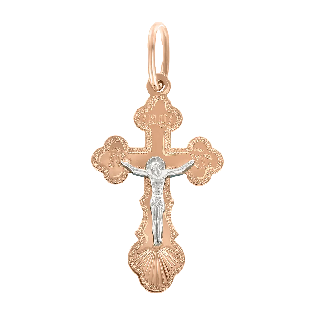 Product image 1 of the product “Cross Pendant “Orthodox with Shell Base” in 585 Two-Tone Gold ”