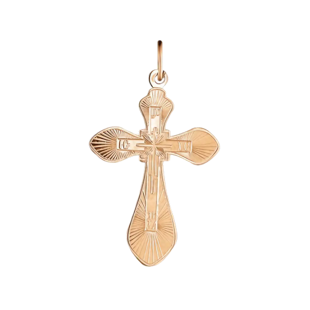 Product image 1 of the product “Cross Pendant “Orthodox with Rays” in 585 Rose Gold, Height 34 mm ”