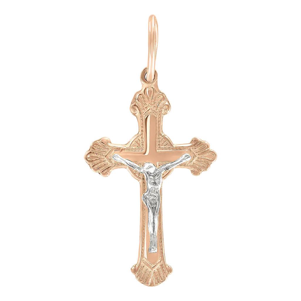 Product image 1 of the product “Cross Pendant “Orthodox with Ray Ends” in 585 Rose Gold ”