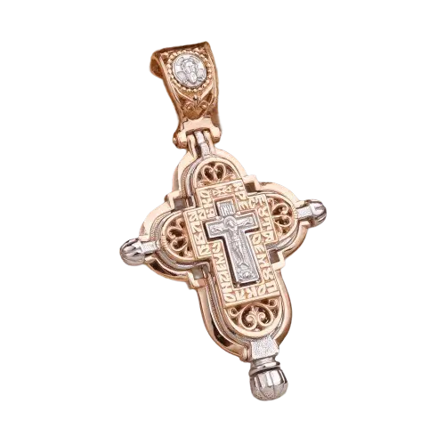 Artikelbild 1 des Artikels “Kreuz-Anhänger „Reliquienkreuz“ aus 585 Bicolor-Gold, Höhe 41 mm “