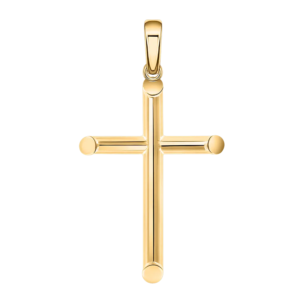 Product image 1 of the product “Cross Pendant “Plain Tube Cross” in 585 Yellow Gold, Height 34 mm ”