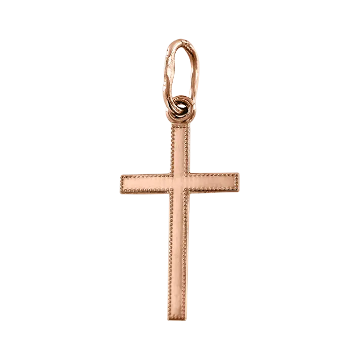 Artikelbild 1 des Artikels “Kreuz-Anhänger „Schlicht mit Perlrand“ aus 585 Rotgold “