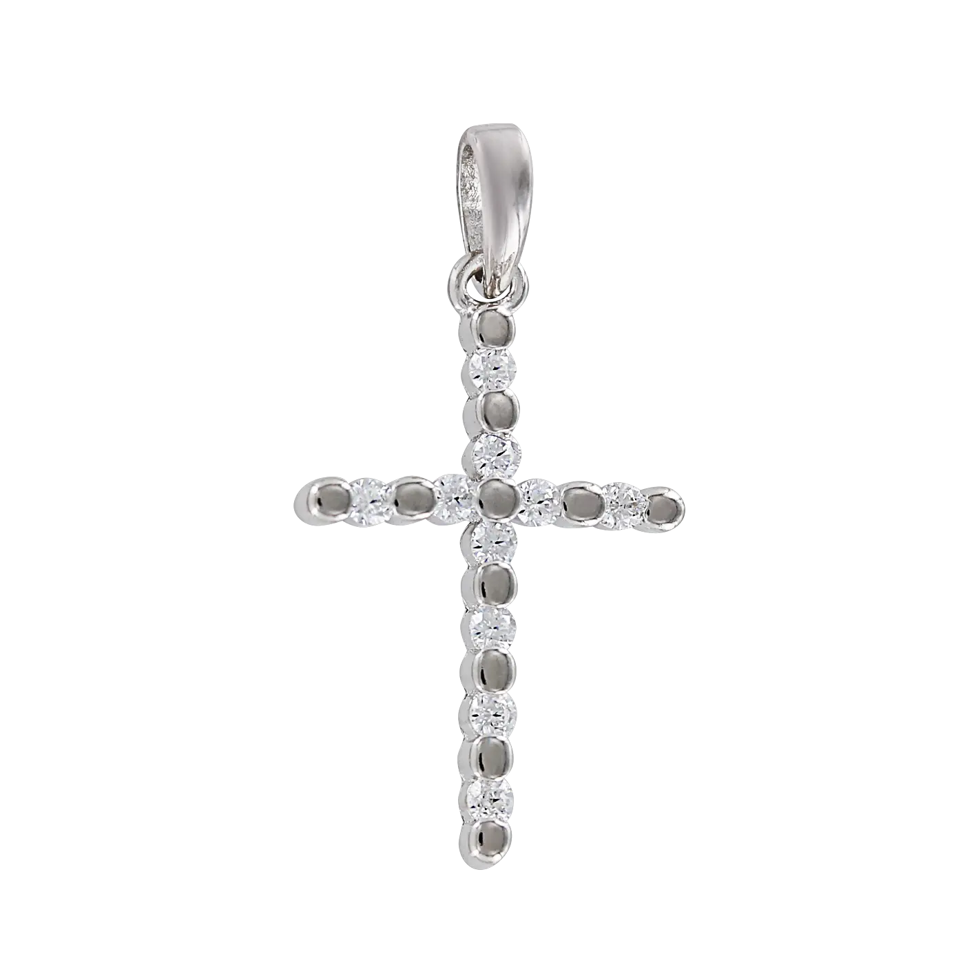 Artikelbild 1 des Artikels “Kreuz-Anhänger „Steinreihe in Fassungen“ aus 925 Silber mit Zirkonia “