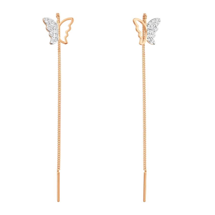 Artikelbild 1 des Artikels “Ohrhänger als Durchzieher Schmetterling aus 585 Rotgold mit Zirkonia “
