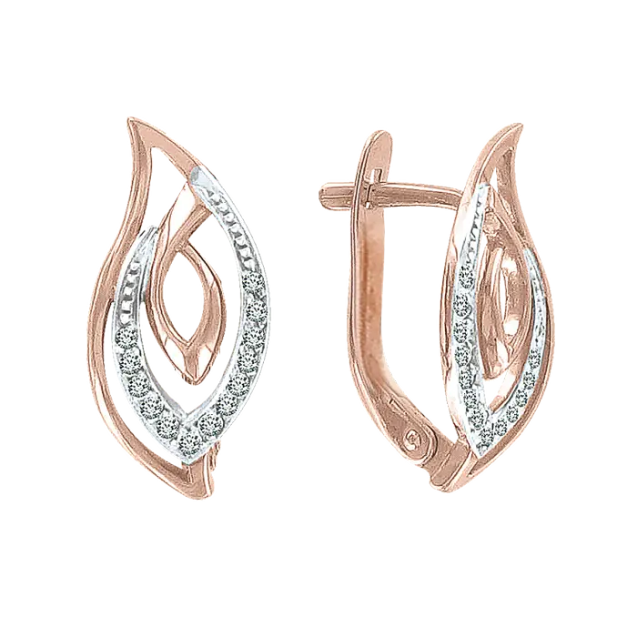 Artikelbild 1 des Artikels “Ohrhänger „Blatt mit Steinbesatz“ aus 585 Bicolor-Gold mit Zirkonia “
