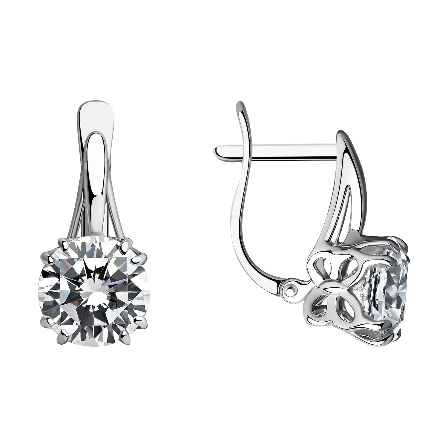 Product image 1 of the product “Drop Earrings “Large Solitaire” in 925 Sterling Silver with Cubic Zirconia ”