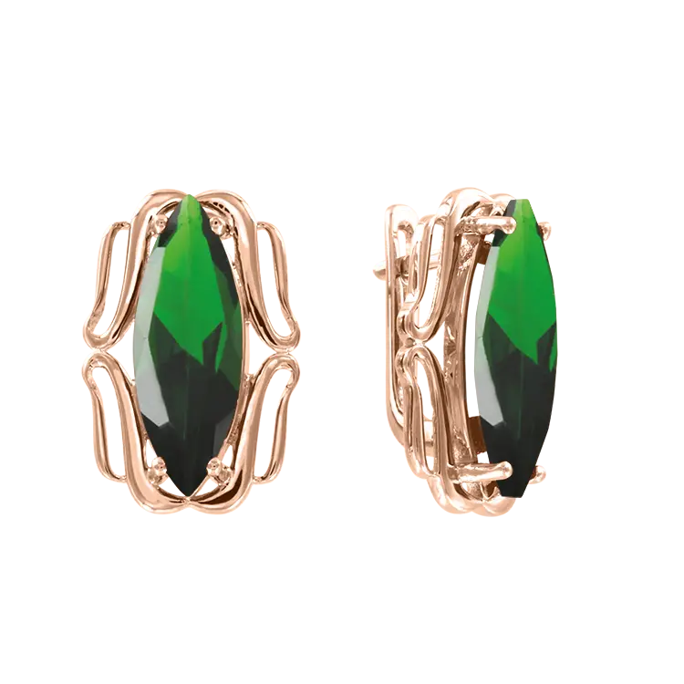 Product image 1 of the product “Drop Earrings “Navette in Frame” in 585 Rose Gold with Cubic Zirconia ”