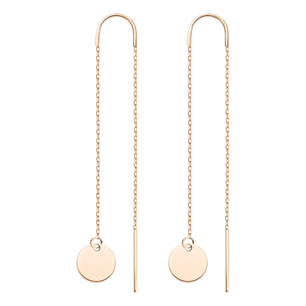 Product image 1 of the product “Drop Earrings “Round Discs on Chain” in 585 Rose Gold ”