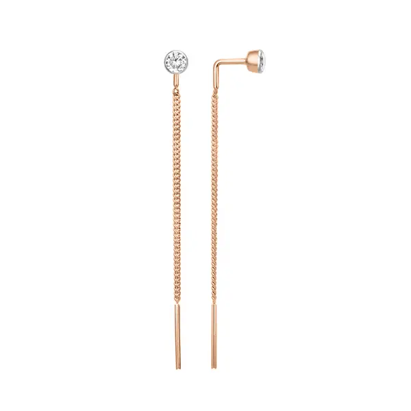 Artikelbild 1 des Artikels “Ohrhänger „Runder Solitär an Kette“ aus 585 Rotgold mit Zirkonia “