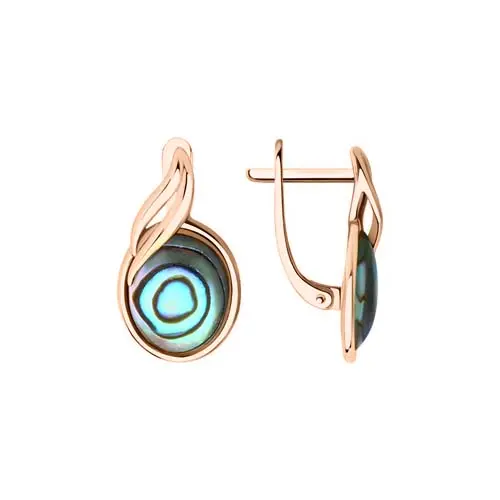 Product image 1 of the product “Drop Earrings “Spiral with Mother-of-Pearl” in 585 Rose Gold with Mother-of-Pearl ”