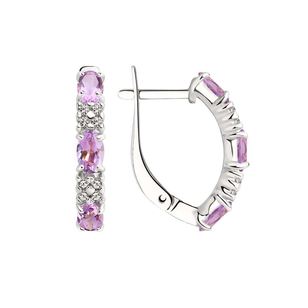 Artikelbild 1 des Artikels “Ohrhänger „Steinreihe abwechselnd“ aus 925 Silber mit Zirkonia und Amethyst (synthetisch) “