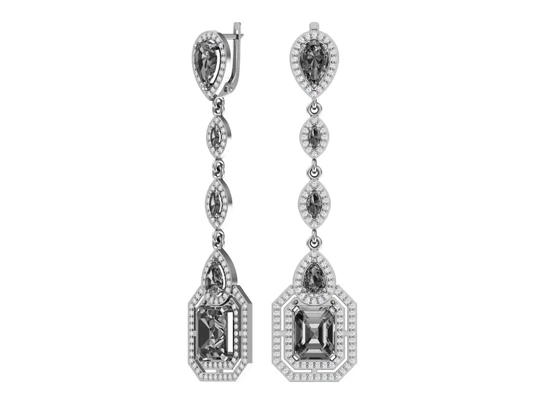 Artikelbild 1 des Artikels “Ohrringe „Lange Steinkaskade“ aus 925 Silber mit Zirkonia und Quarz, Höhe 56 mm “