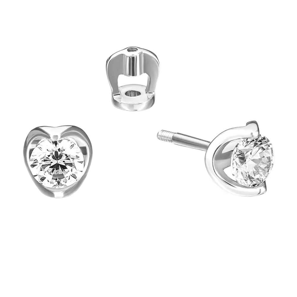 Product image 1 of the product “Earrings “Heart Stud with Solitaire” in 585 White Gold with Cubic Zirconia ”