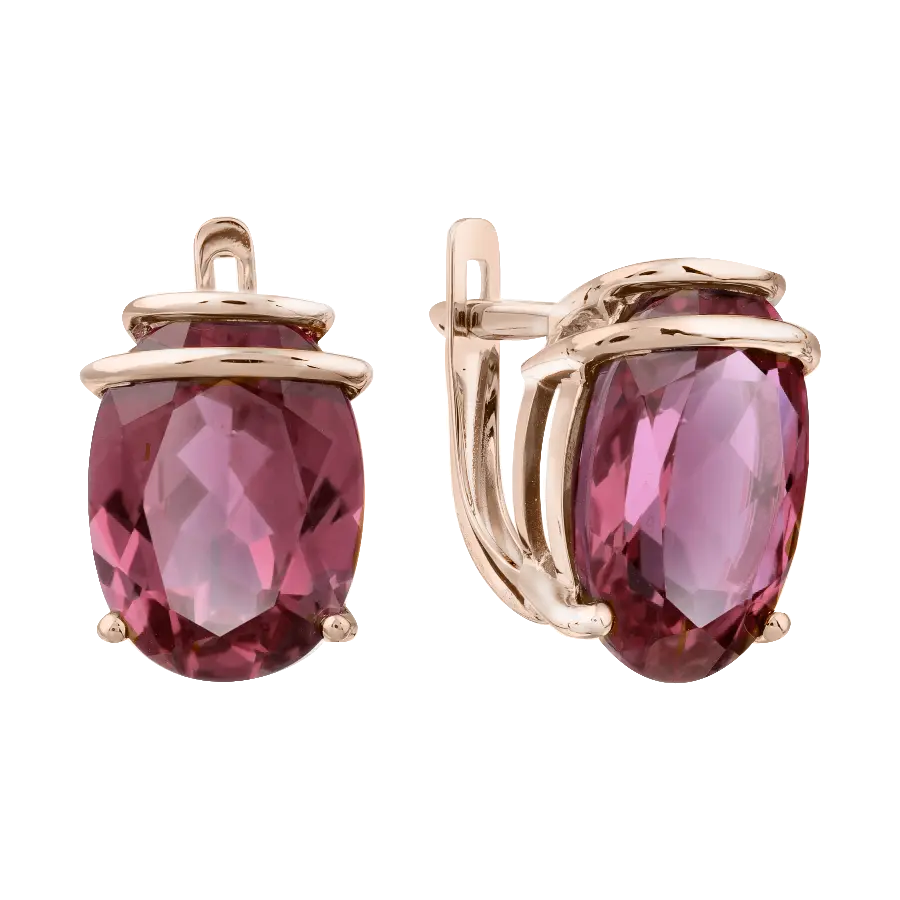 Product image 1 of the product “Earrings “Oval in Setting” in 585 Rose Gold with Synthetic Ruby ”