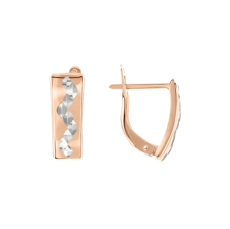 Product image 1 of the product “Earrings “Rectangle with Wave Pattern” in 585 Two-Tone Gold ”