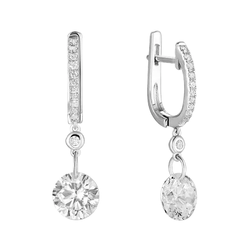 Artikelbild 1 des Artikels “Ohrringe „Rund hängend mit Steinreihe“ aus 925 Silber mit Zirkonia “