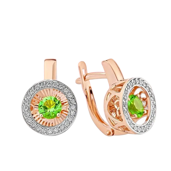 Artikelbild 1 des Artikels “Ohrringe „Runder Stein im Steinkranz“ aus 585 Rotgold mit Zirkonia “