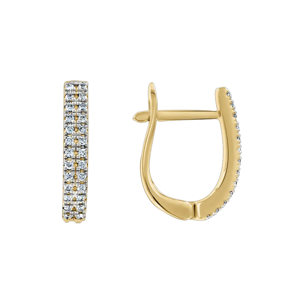 Product image 1 of the product “Earrings “Narrow with Stone Rows” in 585 Yellow Gold with Diamonds, Height 15 mm ”