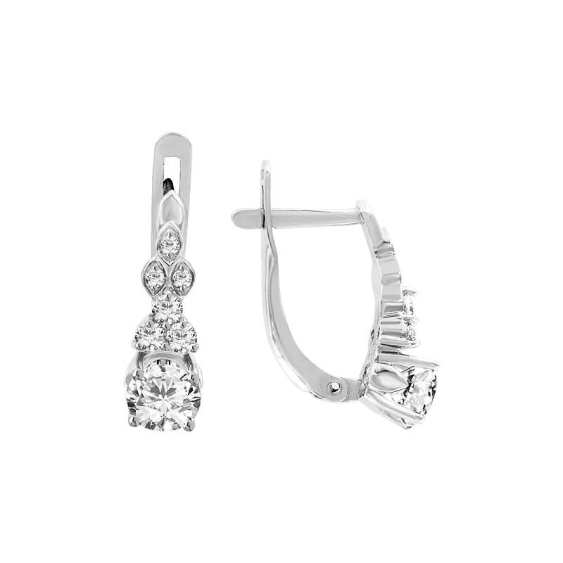 Product image 1 of the product “Earrings “Solitaire with Graduated Stones” in 585 White Gold with Cubic Zirconia and Swarovski Crystals ”