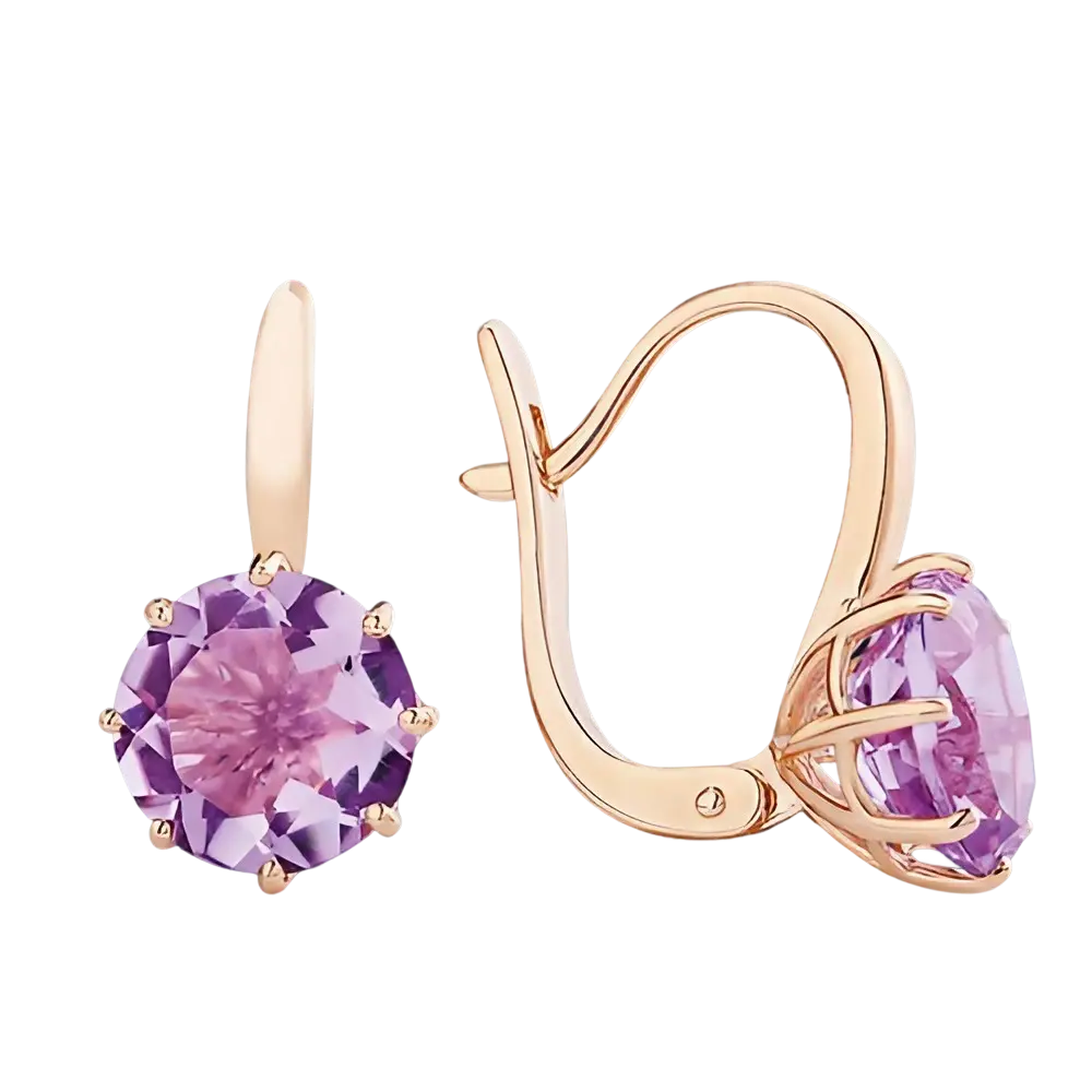 Artikelbild 1 des Artikels “Ohrringe „Solitär rund“ aus 585 Rotgold mit Amethyst “