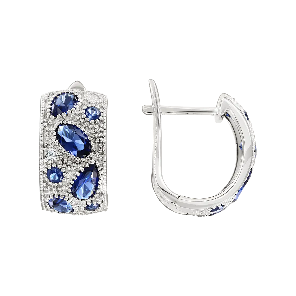 Artikelbild 1 des Artikels “Ohrringe „Steinmosaik breit“ aus 925 Silber mit Zirkonia “