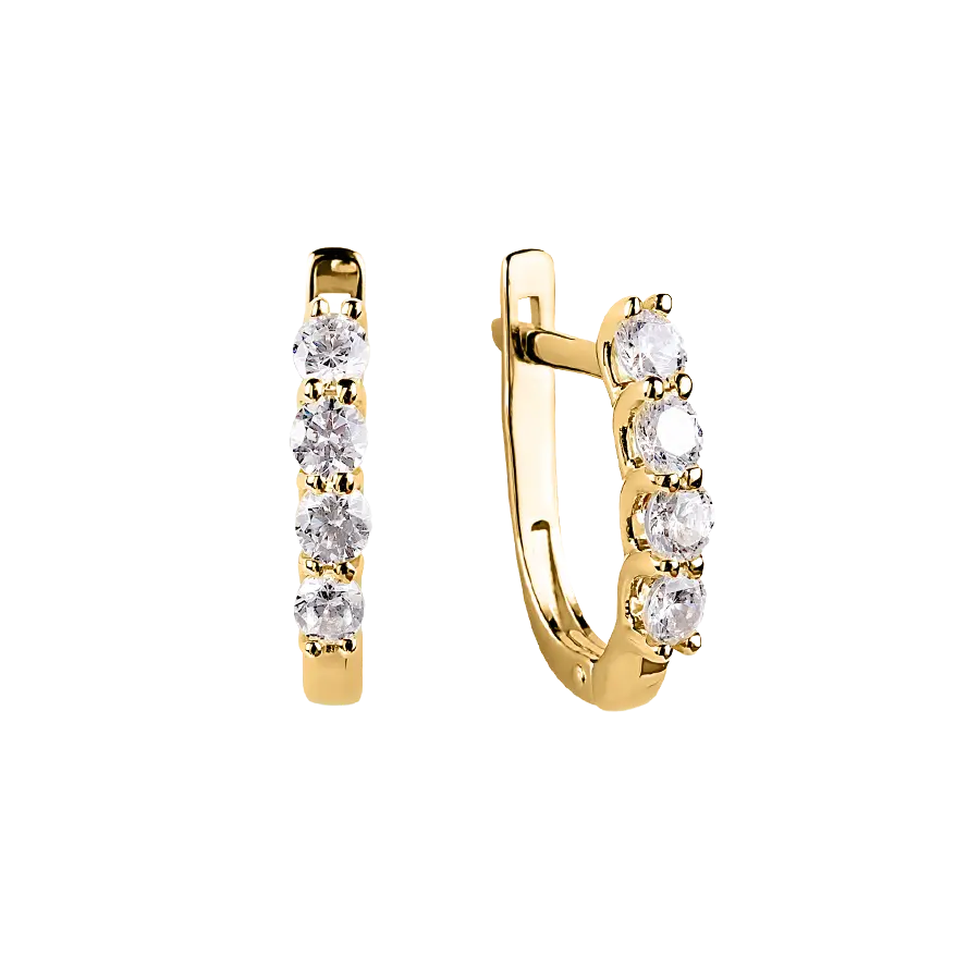 Product image 1 of the product “Earrings “Narrow Stone Row” in 585 Yellow Gold with Cubic Zirconia and Swarovski Crystals ”