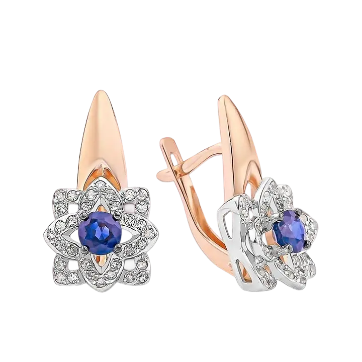 Artikelbild 1 des Artikels “Ohrringe „Sternblüte“ aus 585 Bicolor-Gold mit Brillanten und Diamanten “