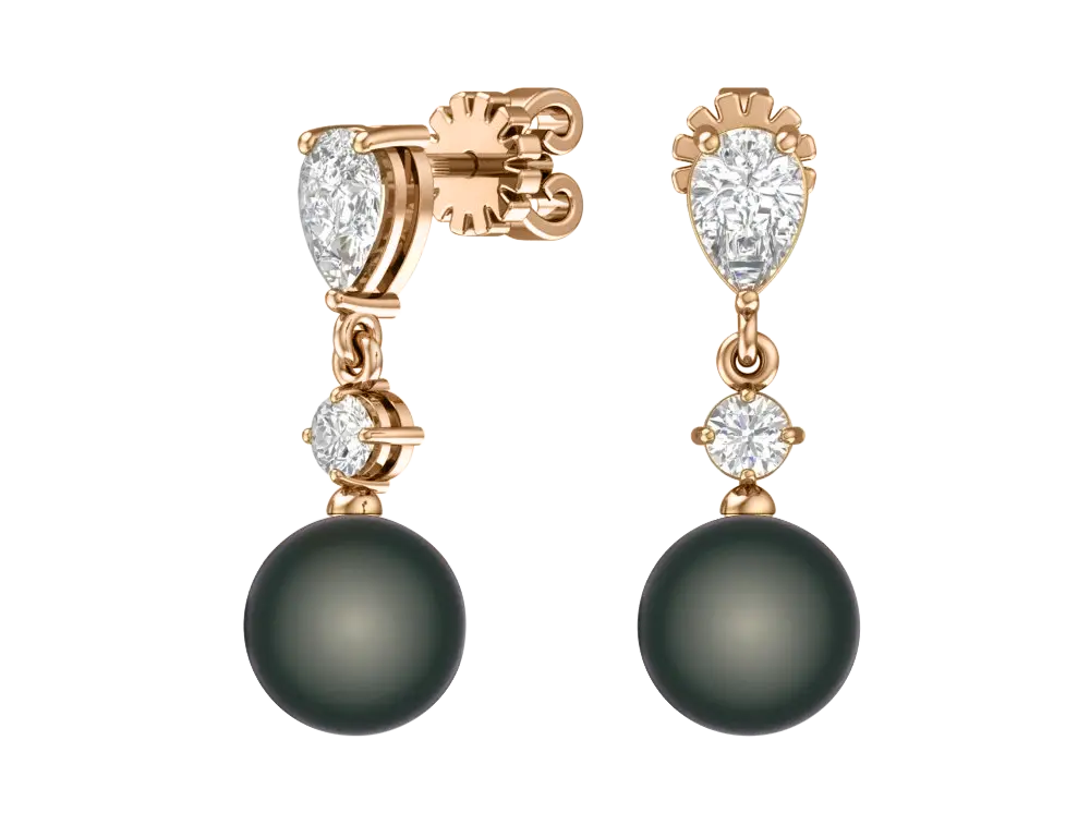 Artikelbild 1 des Artikels “Ohrringe „Tropfen mit Steinen“ aus 585 Gelbgold mit Zirkonia und Perlen “