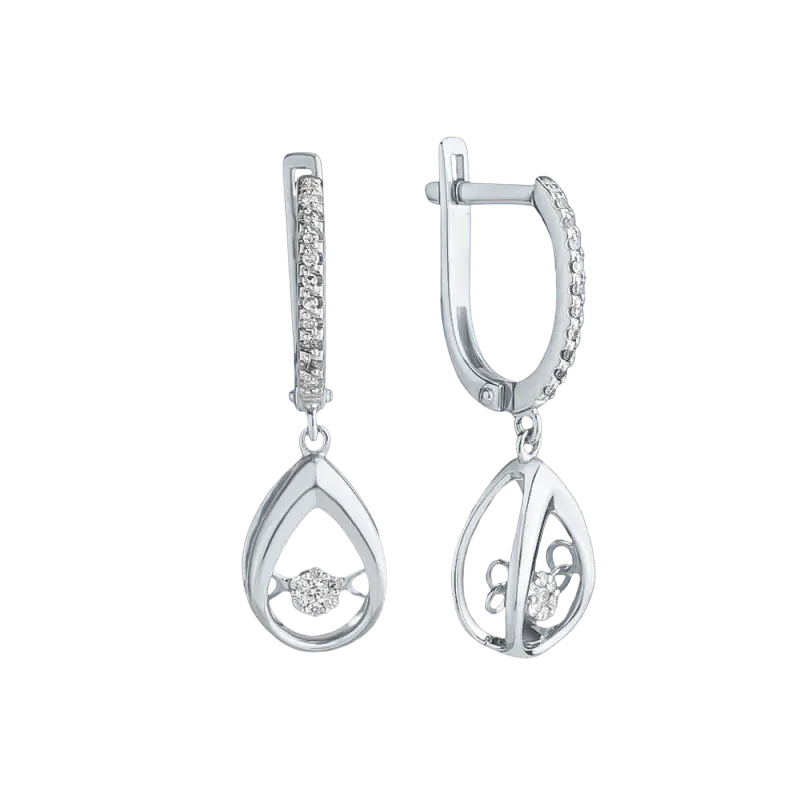Product image 1 of the product “Earrings “Teardrop with Dancing Stone” in 585 White Gold with Diamonds ”