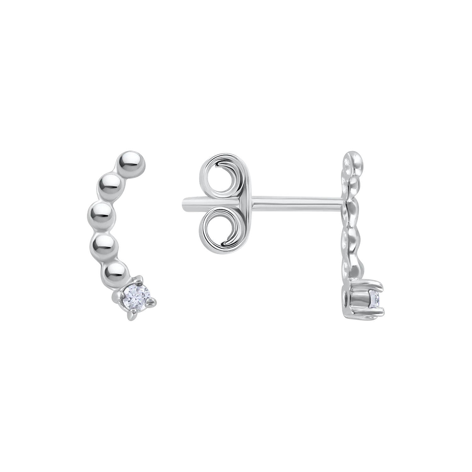 Product image 1 of the product “Stud Earrings “Arch with Balls” in 925 Sterling Silver with Cubic Zirconia ”