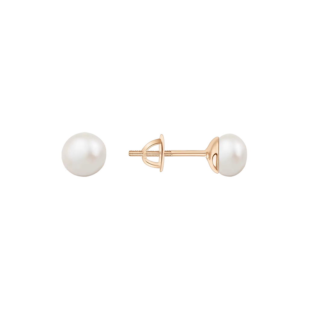 Product image 1 of the product “Stud Earrings “Single Pearl” in 585 Rose Gold with Pearls, Ø 6 mm ”
