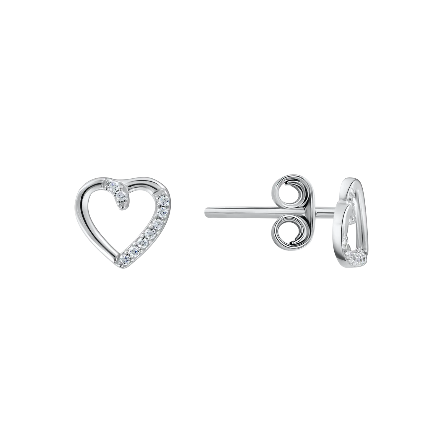 Artikelbild 1 des Artikels “Ohrstecker „Herzkontur mit Steinen“ aus 925 Silber mit Zirkonia “