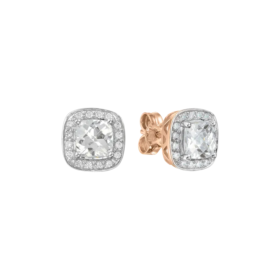 Artikelbild 1 des Artikels “Ohrstecker „Kissen mit Steinkranz“ aus 585 Bicolor-Gold mit Zirkonia “