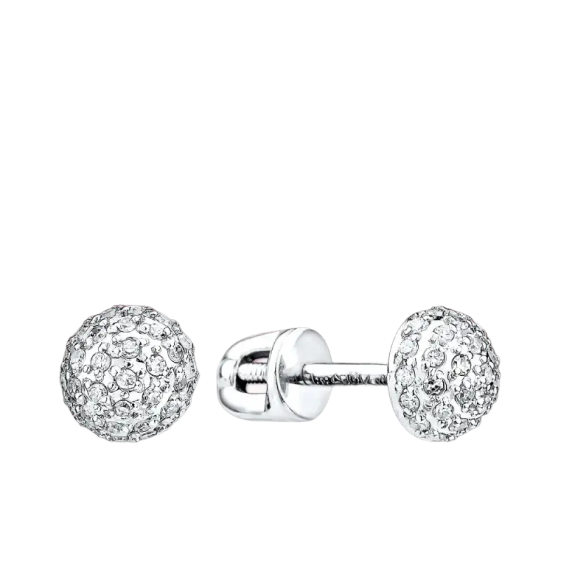 Product image 1 of the product “Stud Earrings “Ball with Stone Accents” in 585 White Gold with Diamonds ”