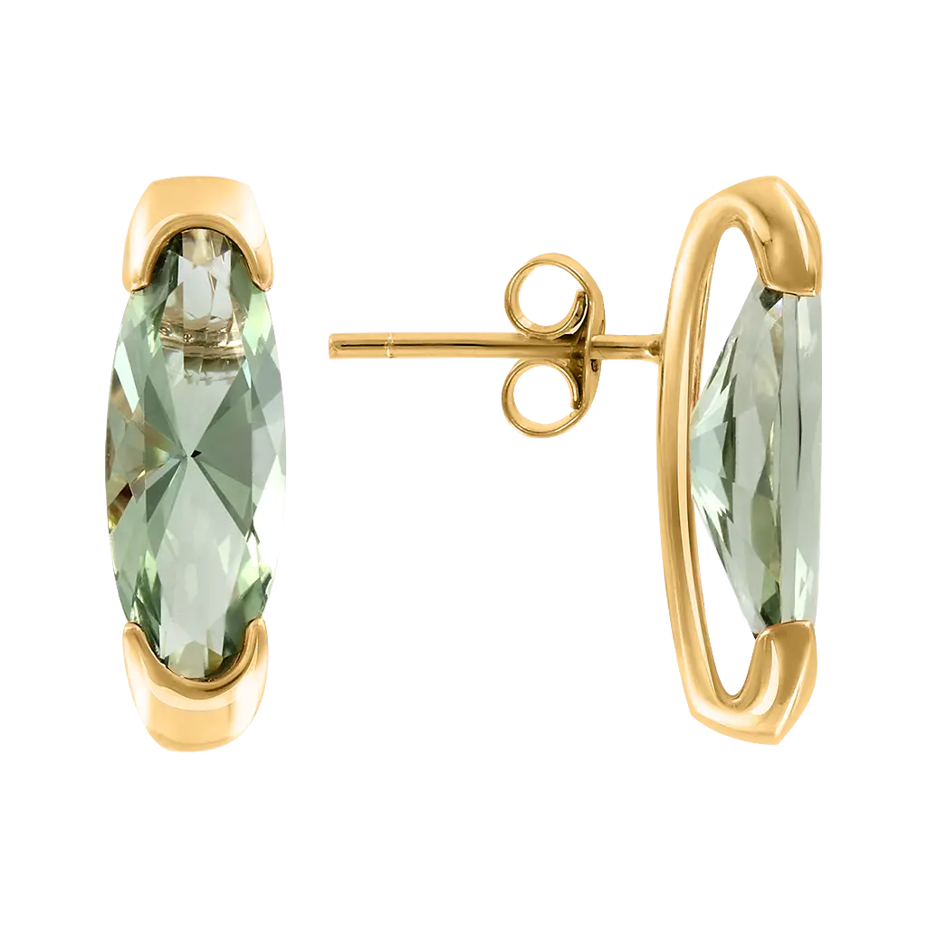 Product image 1 of the product “Stud Earrings “Long Navette Stone” in 585 Yellow Gold with Amethyst ”