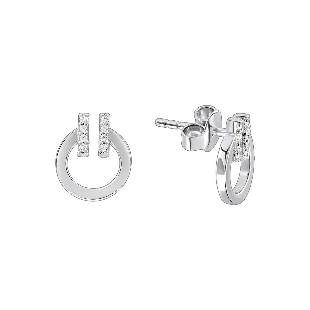 Artikelbild 1 des Artikels “Ohrstecker „Offener Ring mit Steinreihe“ aus 925 Silber mit Zirkonia “
