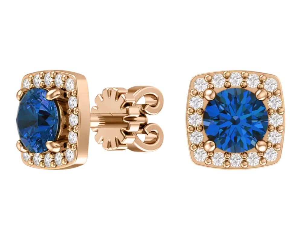 Artikelbild 1 des Artikels “Ohrstecker „Quadrat mit Steinkranz“ aus 585 Rotgold mit Zirkonia “