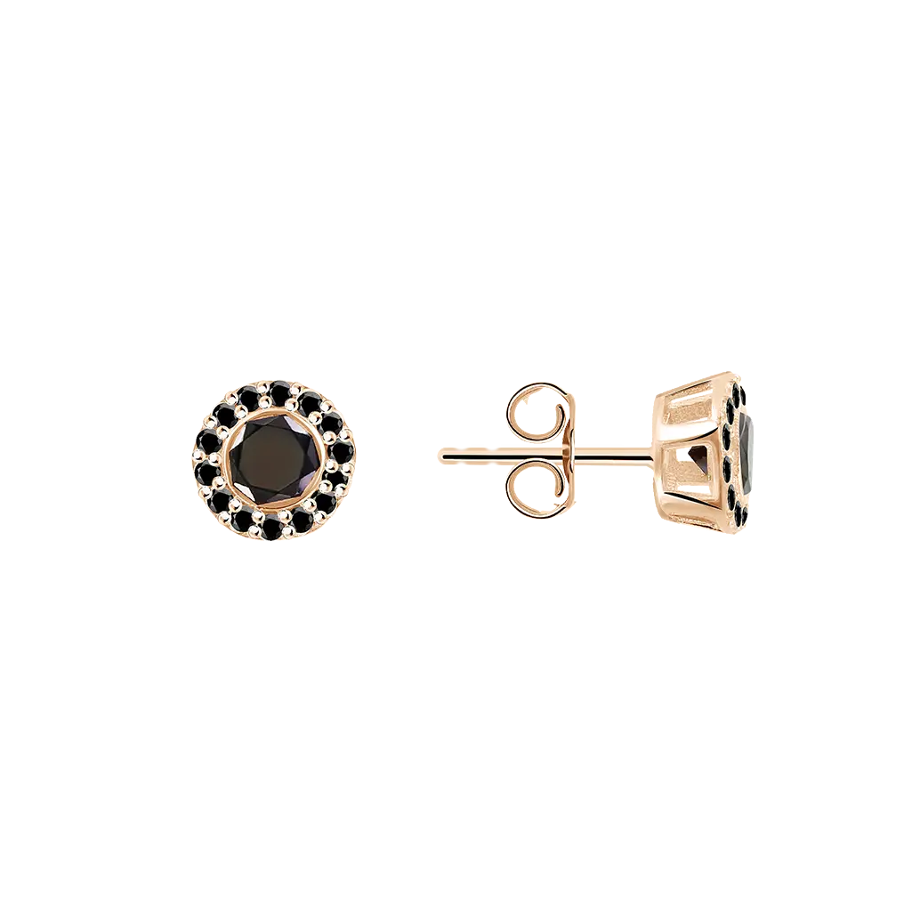 Artikelbild 1 des Artikels “Ohrstecker „Schwarzer Stein mit Steinkranz“ aus 585 Rotgold mit Zirkonia “
