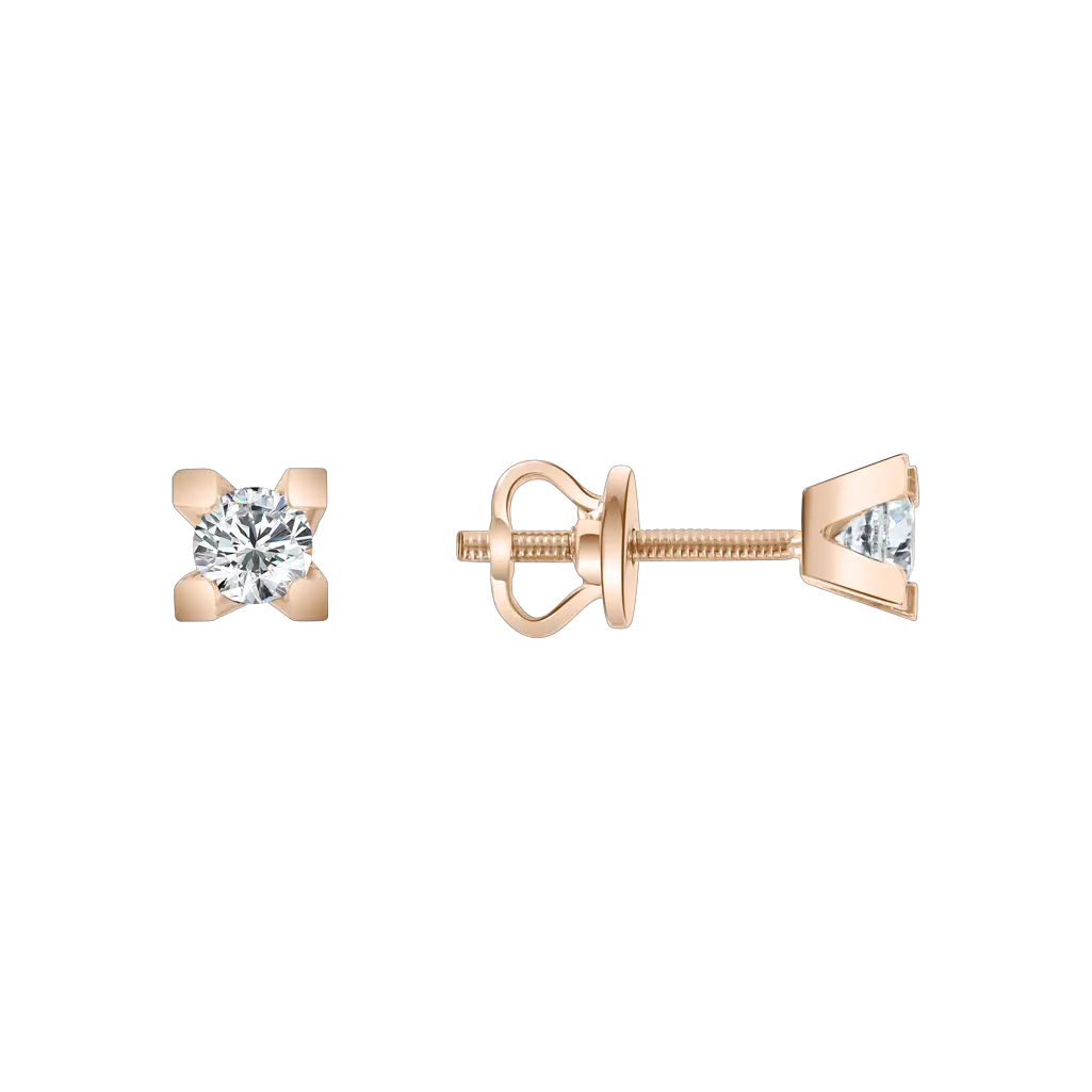 Product image 1 of the product “Stud Earrings “Solitaire” in 585 Rose Gold with Cubic Zirconia, Ø 4 mm ”