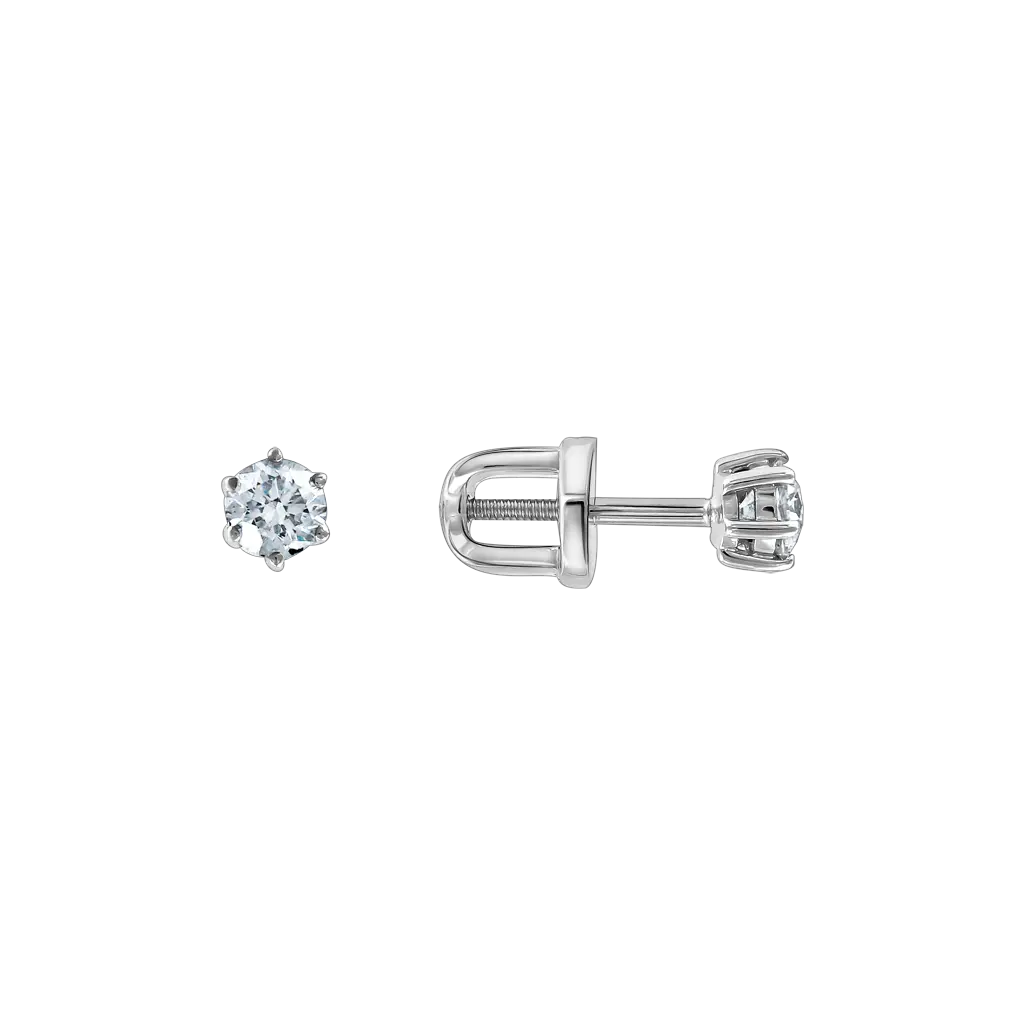 Product image 1 of the product “Stud Earrings “Solitaire” in 585 White Gold with Diamonds, Ø 4 mm ”