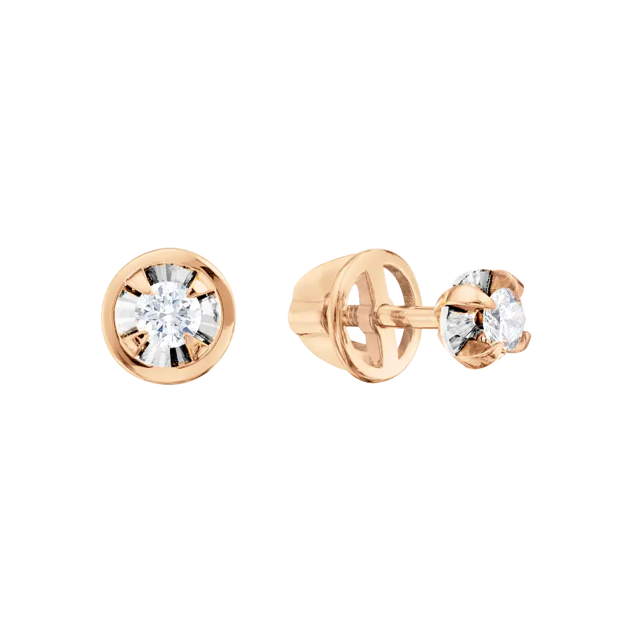 Product image 1 of the product “Stud Earrings “Solitaire in Setting” in 585 Rose Gold with Diamonds ”