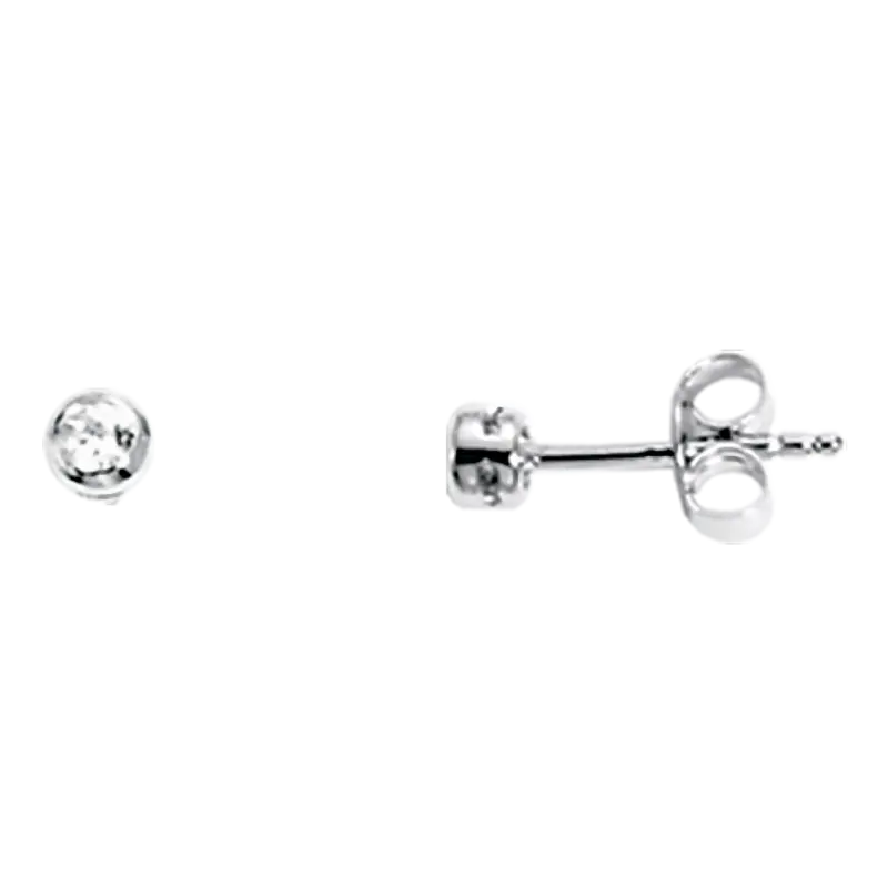 Product image 1 of the product “Stud Earrings “Solitaire in Bezel Setting” in 925 Sterling Silver with Cubic Zirconia, Ø 4 mm ”
