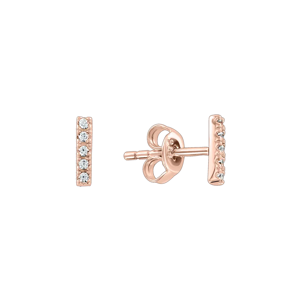 Artikelbild 1 des Artikels “Ohrstecker „Steg mit Steinreihe“ aus 925 Silber vergoldet mit Zirkonia “