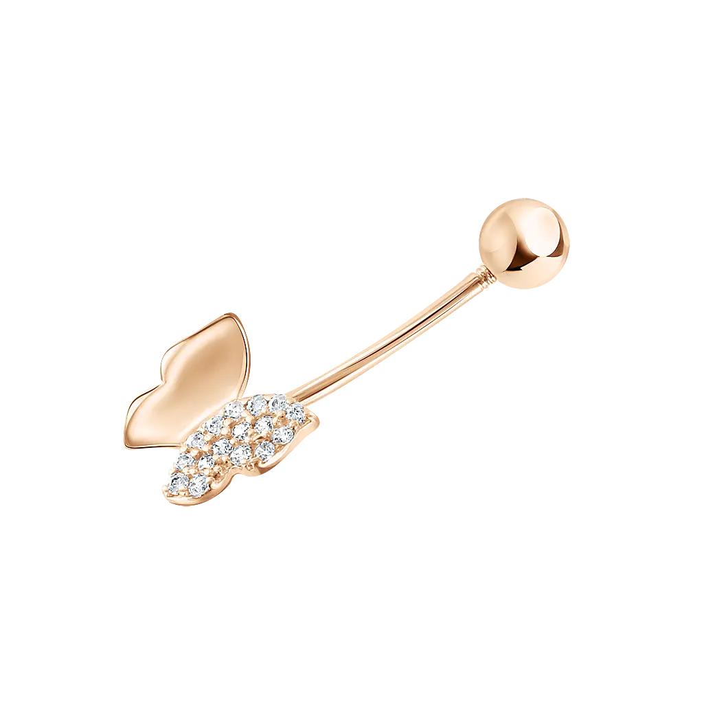 Artikelbild 1 des Artikels “Piercing „Stab mit Schmetterling“ aus 585 Rotgold mit Zirkonia “